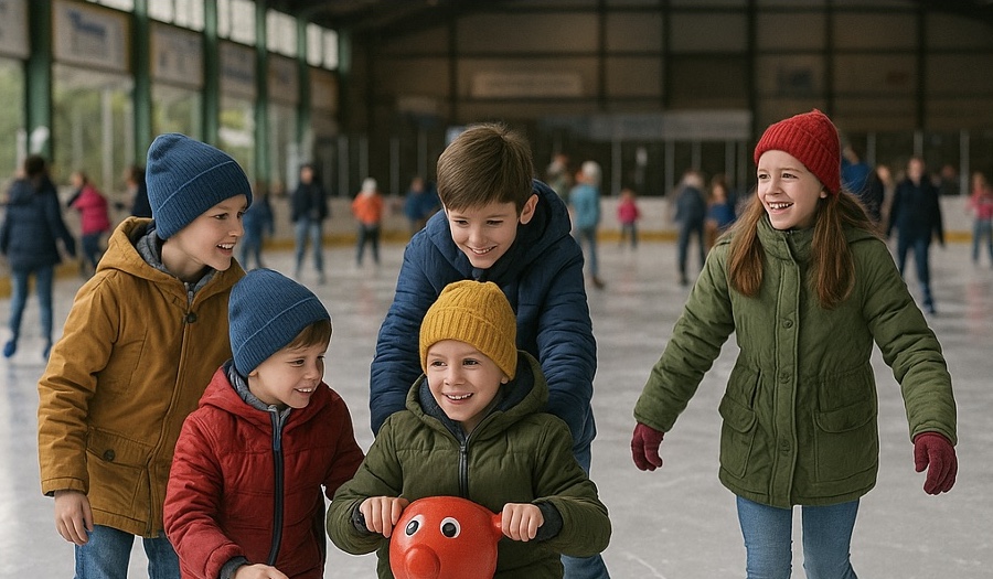 Kinder auf Schlittschuhen